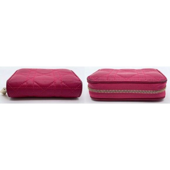 Authentic Christian DIOR Pink Cannage Leather Compact Zip Around Wallet EUC - Picture 4 of 7